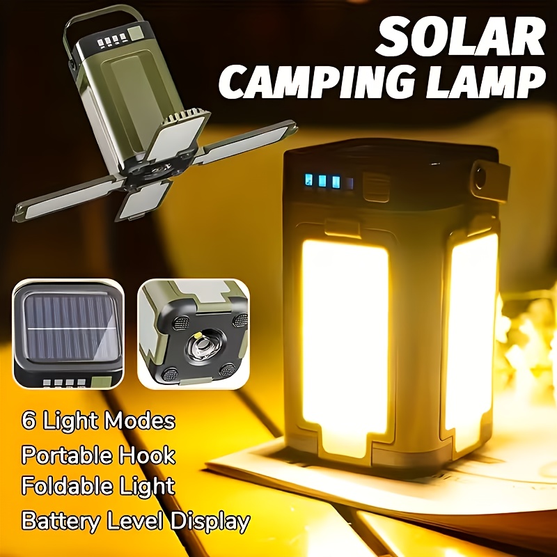 Outdoor Power Bank - ソーラー充電式折りたたみ式2000mAhパワーバンク付き屋外ポータブルキャンプライト、インテリジェントディスプレイ搭載ポータブル吊り下げテントライト