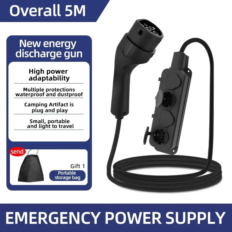 Outdoor Power Outlet - ポータブル16A 4KW電気自動車EV充電器V2LケーブルサイドディスチャージプラグIEC62196-2 Type2 EUソケット付き屋外電源用