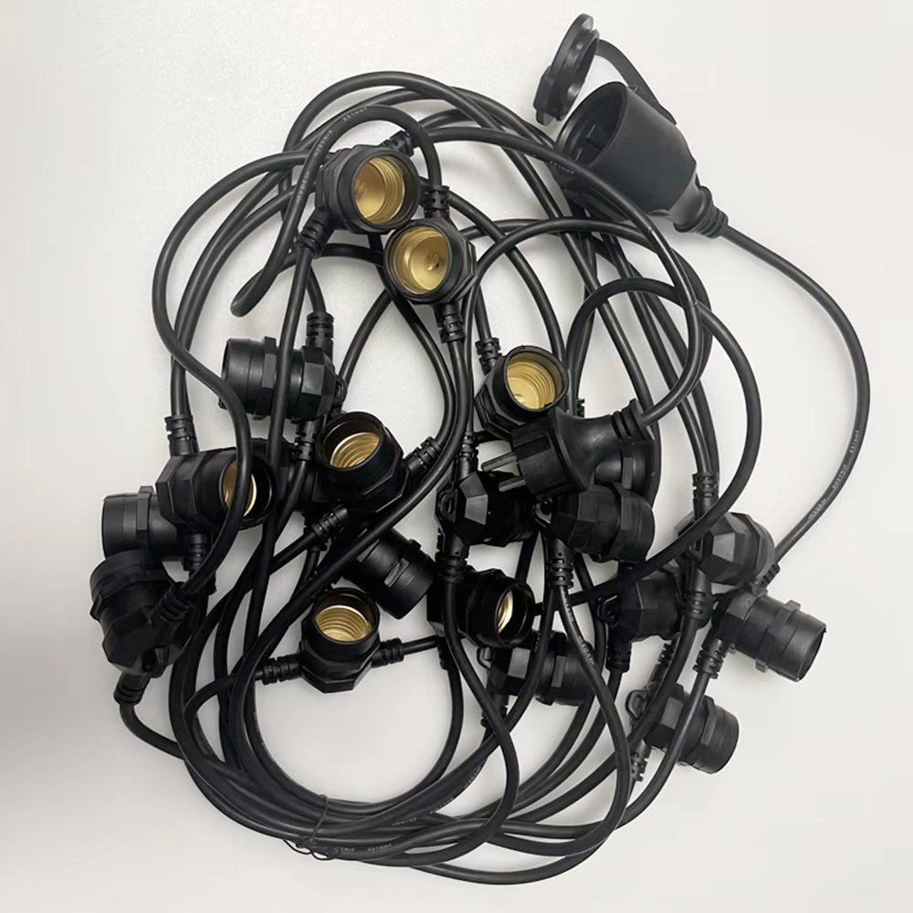 Outdoor Power Outlet - 10 メートルケーブル LED ストリング商用グレード防水 E27 ソケット付き屋外ホリデーガーランド結婚式照明庭の装飾用