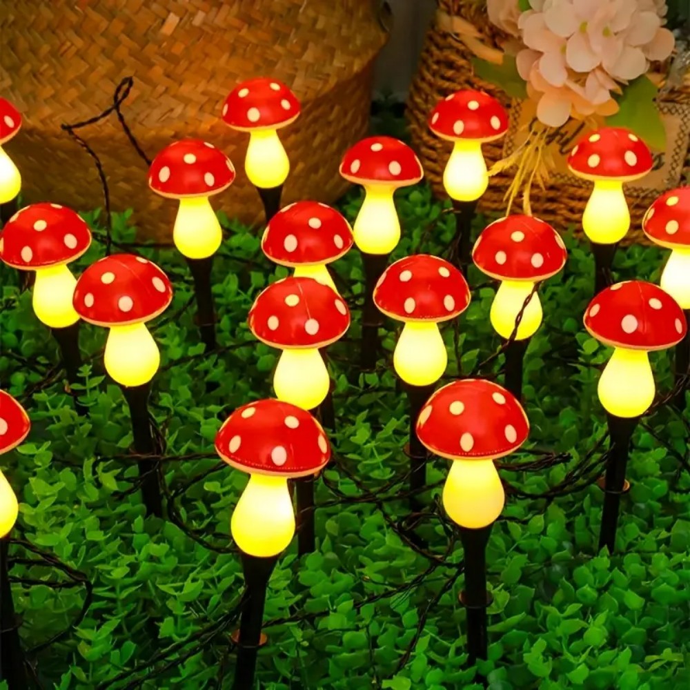Outdoor Yard Power Stake - 5M10LED/8M20LED ソーラーパワーマッシュルームステークストリングライト防水 LED ガーデンパスウェイライト屋外パティオ庭の装飾用