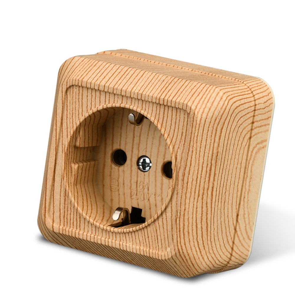 Outdoor Power Quincy - ウェサ-木製の壁の表面のソケットプラグ、EUのコンセント、地面の模造、屋外の電源ソケット、難燃性プラスチック
