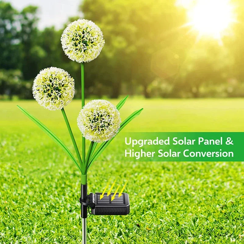 Outdoor Yard Power Stake - ガーデンソーラーライトタンポポの花ソーラーステークライト屋外IP65防水経路芝生庭装飾ライト