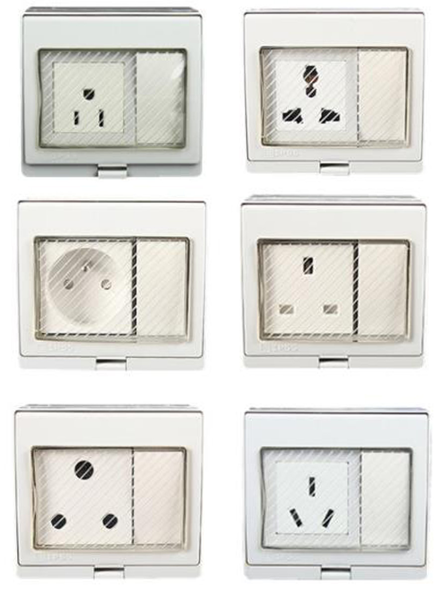 Outdoor Power Quincy - IP55防水・耐紫外線屋外用壁コンセント（AU、UK、US、EU、フランス、ドイツ、アフリカ対応）多機能電源防水コンセント（スイッチ付き）