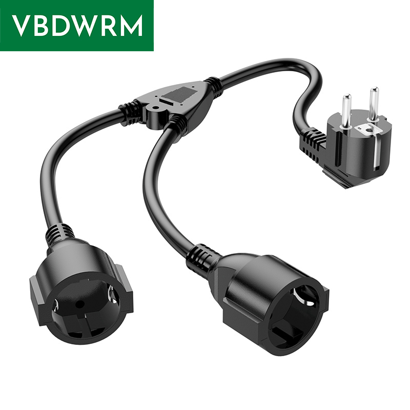 Outdoor Power Extension - EU電源スプリッターコード 1x2 ヨーロッパEU電源スプリッター延長コード ユーロCEE7シュコ - デュアルメスシュコ延長電源コード