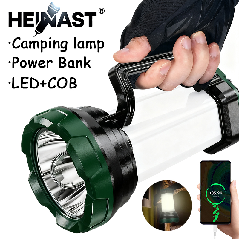 ポータブル強力な LED 懐中電灯 COB キャンプランプ付 - Outdoor Power Bank のレビューと価格