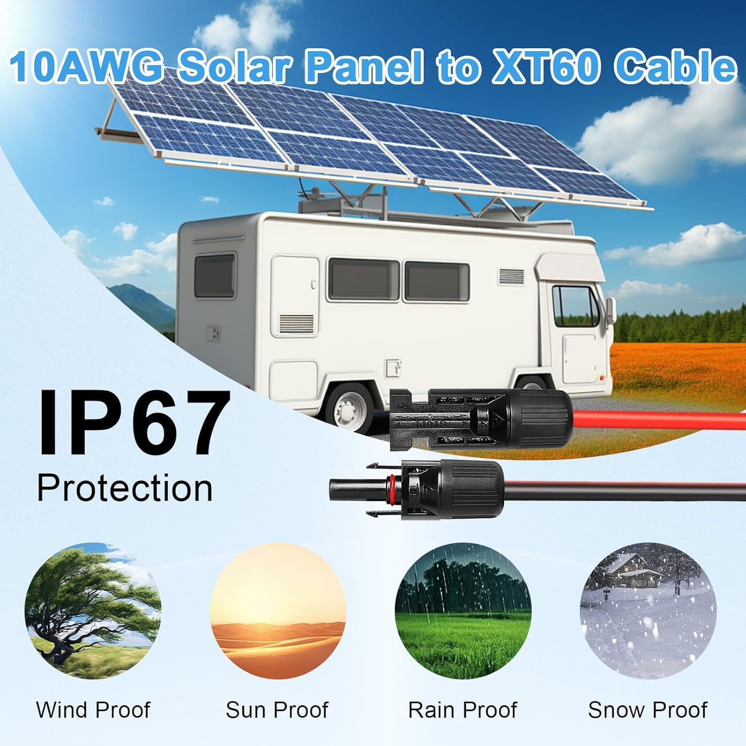 ソーラーコネクタからXT60ケーブルへの10AWG 100フ - Outdoor Power Extension のレビューと価格