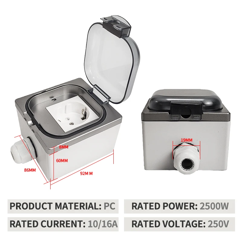 IP65耐候性電気ソケットボックス屋外壁掛け電源コンセントユ - Outdoor Power Quincy のレビューと価格