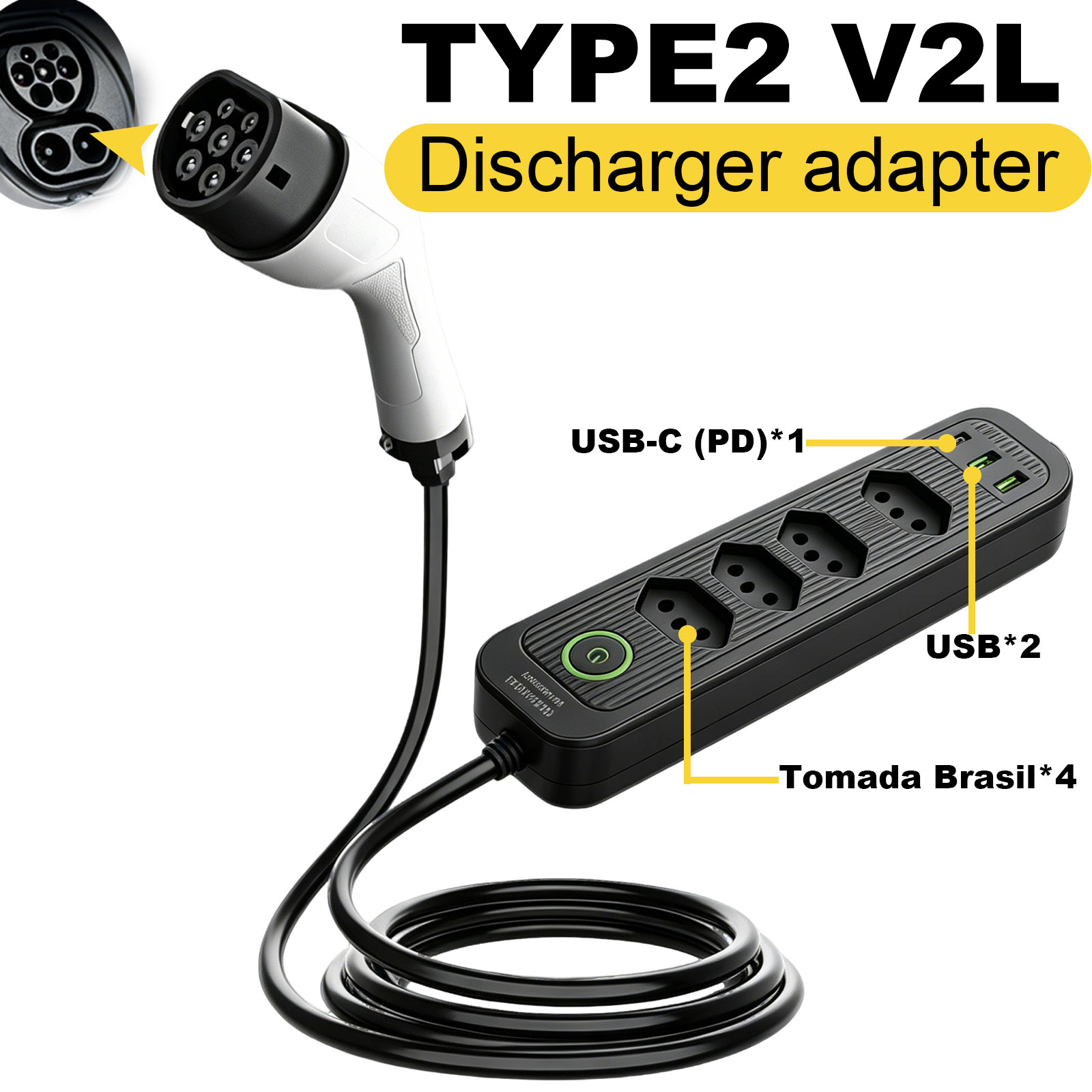 タイプ2 V2L放電アダプター 16A ブラジルソケット E - Outdoor Power Outlet のレビューと価格