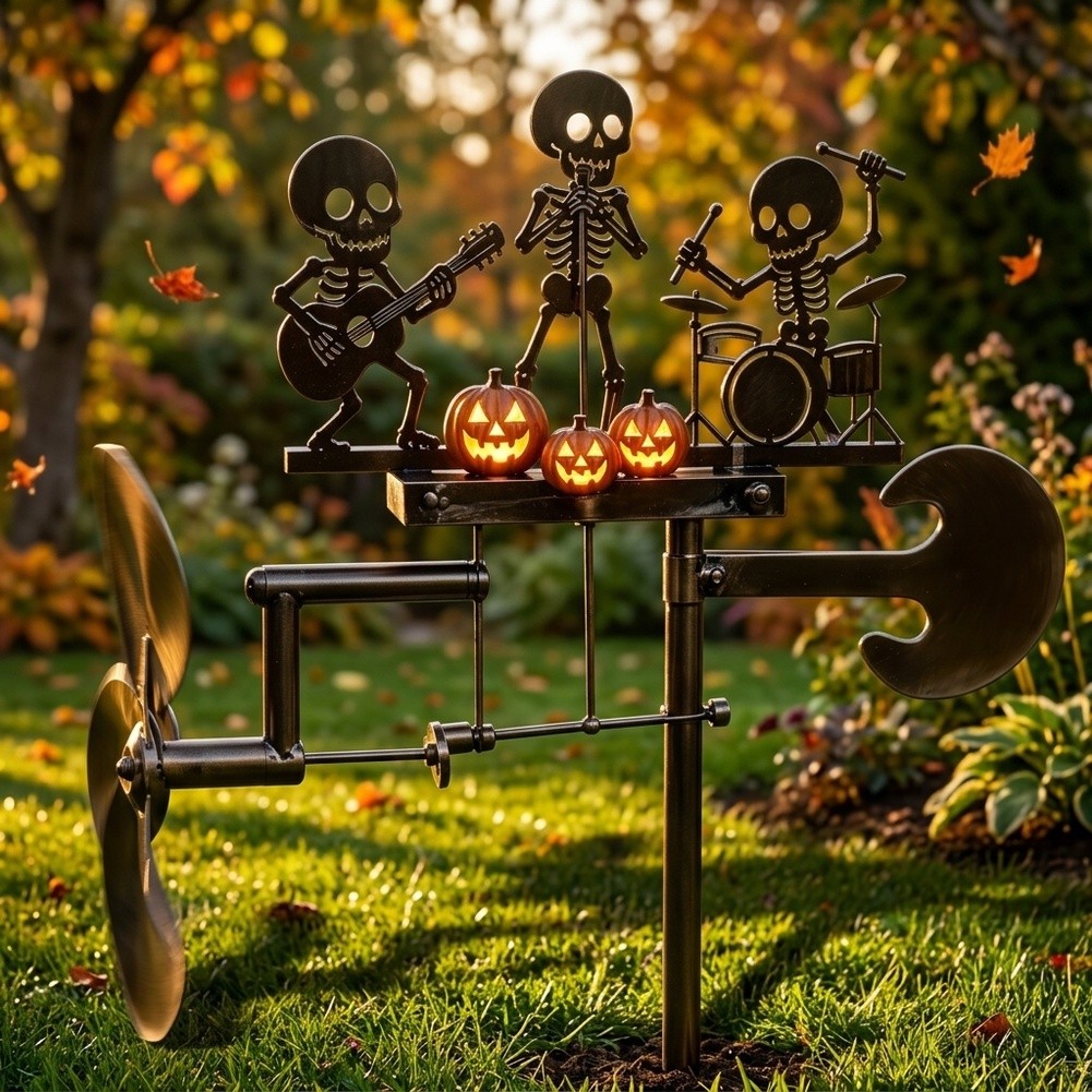 1個 ハロウィン ヴィンテージ スケルトン ドラマー 風力駆 - Outdoor Yard Power Stake のレビューと価格