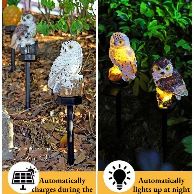 ソーラー式フクロウガーデンライト、LED樹脂製アニマルステー - Outdoor Yard Power Stake のレビューと価格